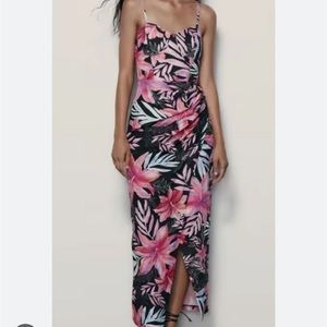Zara NWT tropical print corset style dress